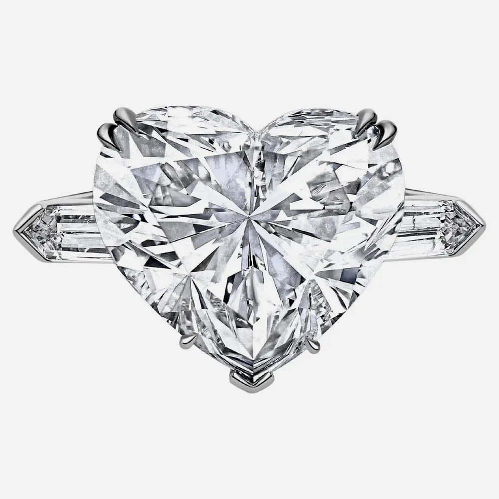 5 Carat Heart Shape three stone Engagement Ring - Raphana Jewellery