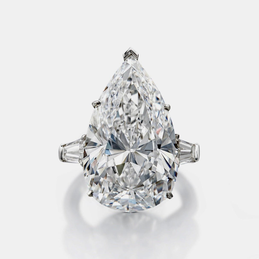 5 Carat Pear Cut 3 Stone Diamond Ring - Raphana Jewellery