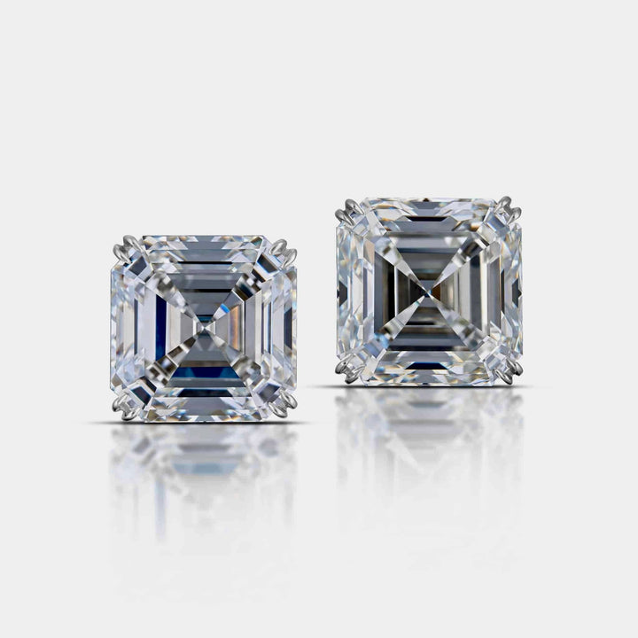 6 Carat Asscher Diamond Stud Earrings - Raphana Jewellery