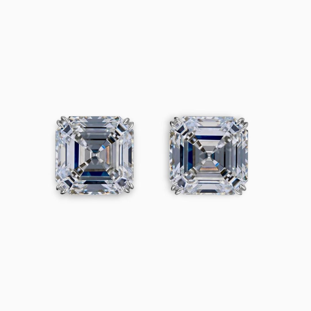 6 Carat Asscher Diamond Stud Earrings - Raphana Jewellery