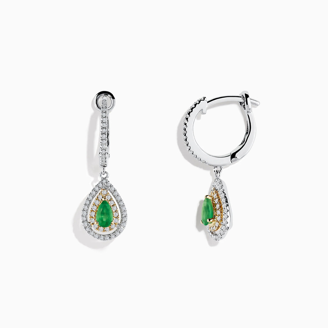 Abigail - Emerald Double Halo Earrings - Raphana Jewellery