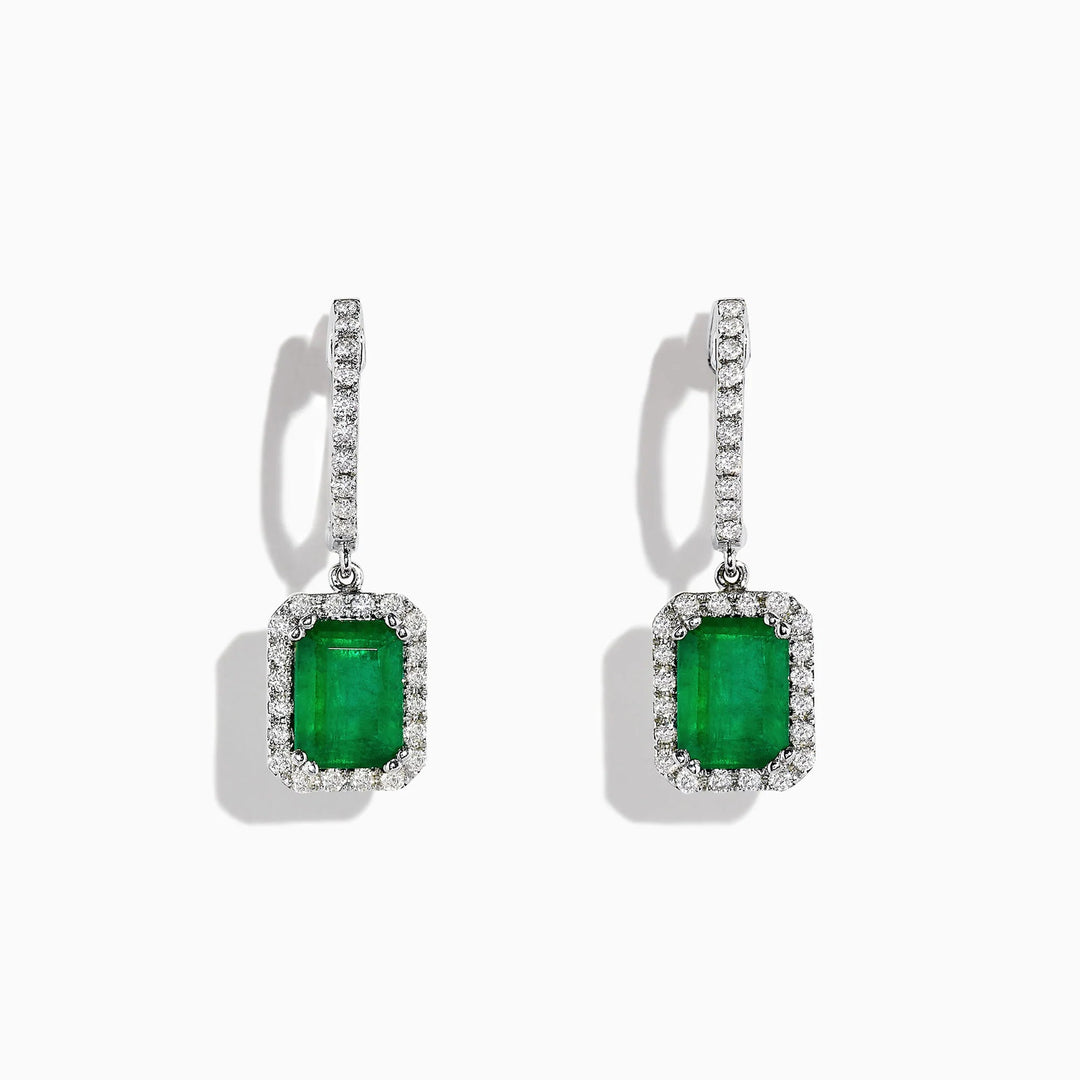 Aimee - Emerald Halo Drop Earrings - Raphana Jewellery