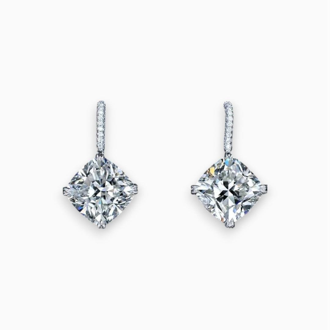 Cushion 6 Carat Lab Grown Diamond Earrings - Raphana Jewellery