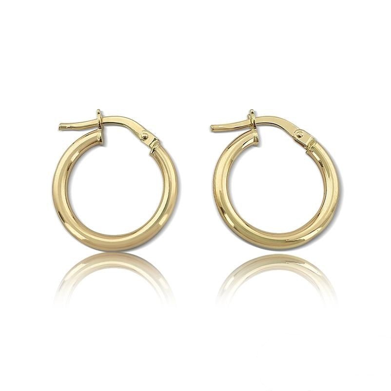 Flat Hoop Earrings Yellow Gold 14K - Raphana Jewellery