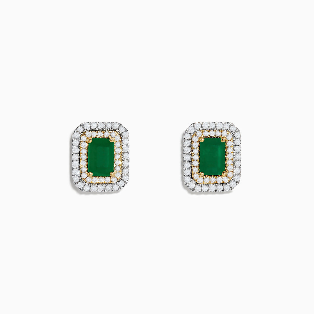 Maya - Emerald Double Halo Earrings - Raphana Jewellery