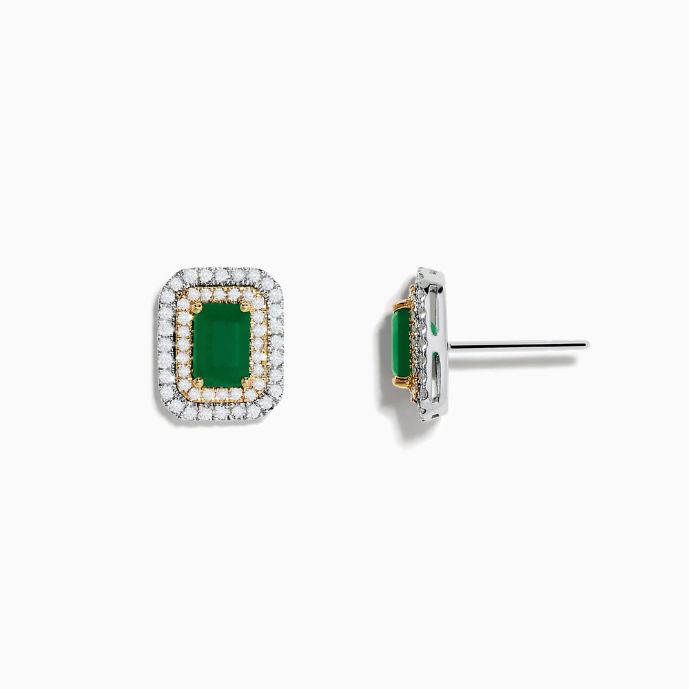 Maya - Emerald Double Halo Earrings - Raphana Jewellery