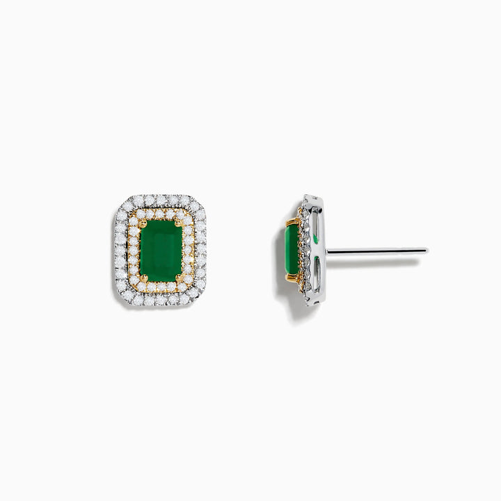 Maya - Emerald Double Halo Earrings - Raphana Jewellery