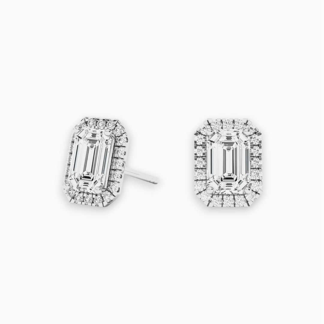 Olivia Halo Emerald Cut Earrings - Raphana Jewellery