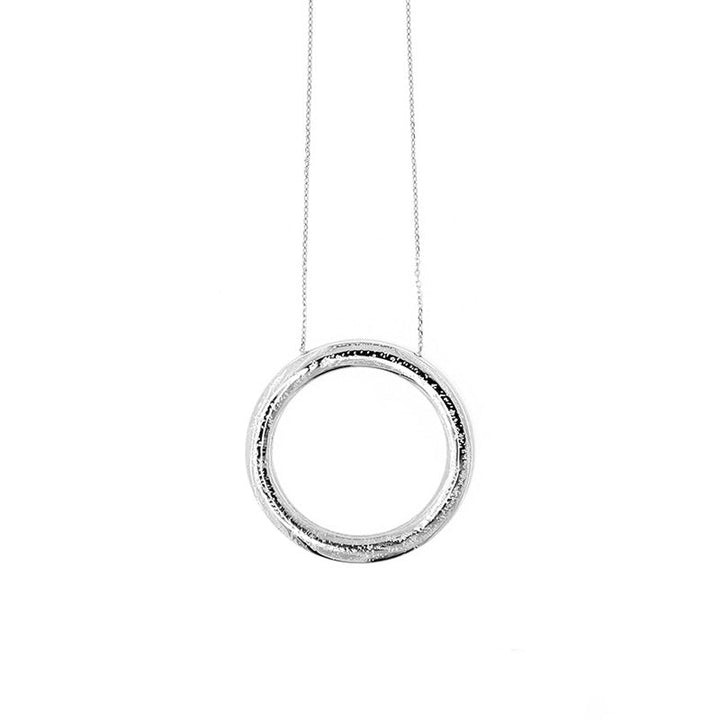 Silver Sky Circle Necklace W/ Pendant - Raphana Jewellery