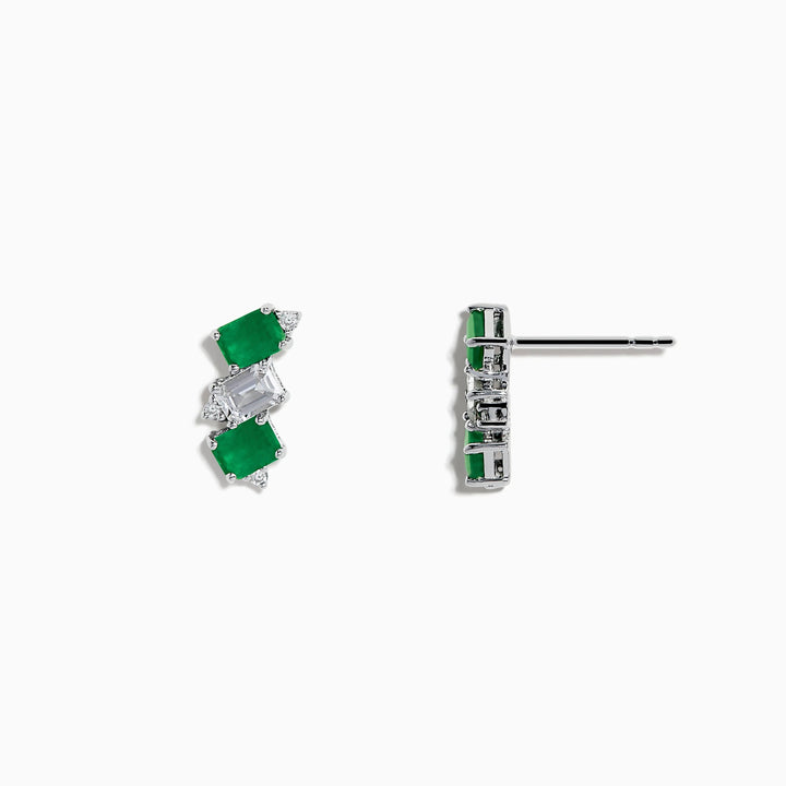 Trinity - Emerald & Diamond Earrings - Raphana Jewellery