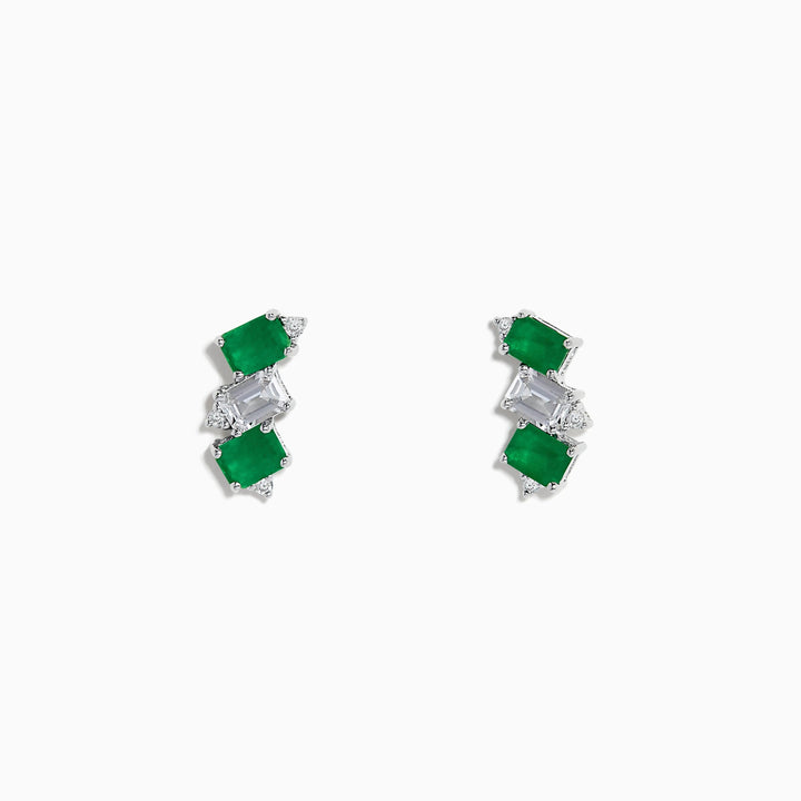 Trinity - Emerald & Diamond Earrings - Raphana Jewellery