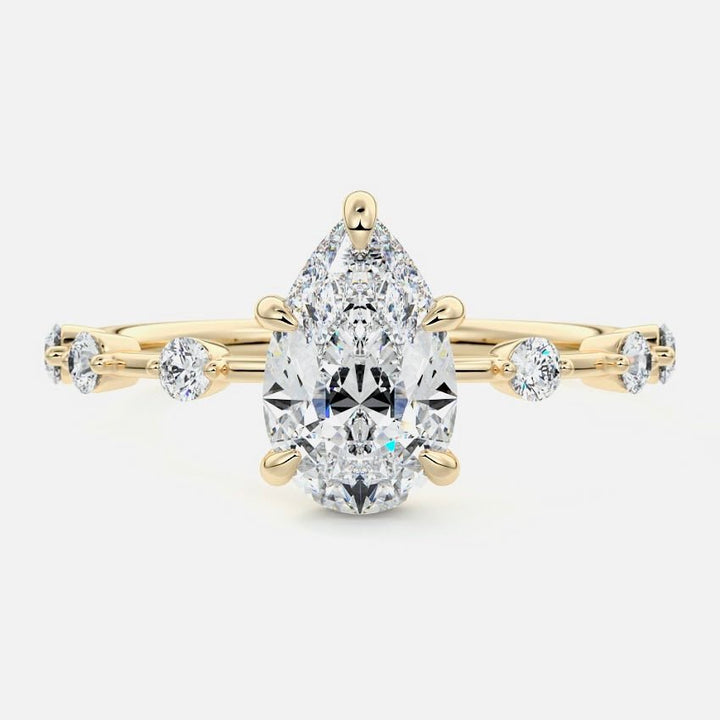 1.5 CT Paige Pear Cut Unique Engagement Ring - Raphana Jewellery