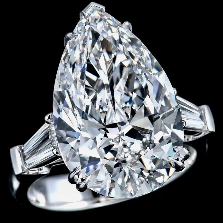 5 Carat Pear Cut 3 Stone Diamond Ring - Raphana Jewellery