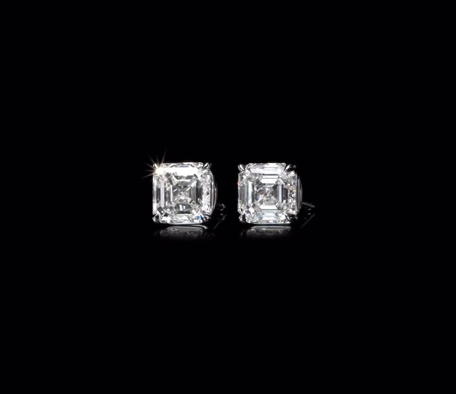 4 carat asscher stud earrings