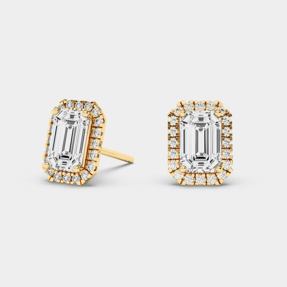 Olivia Stud Halo Lab-Grown Princess Cut Diamond Earrings - Raphana Jewellery